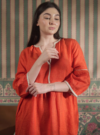 OLIVA PURE NATURAL LINEN SOLID COLOR LONG TIER DRESS P C Crafts