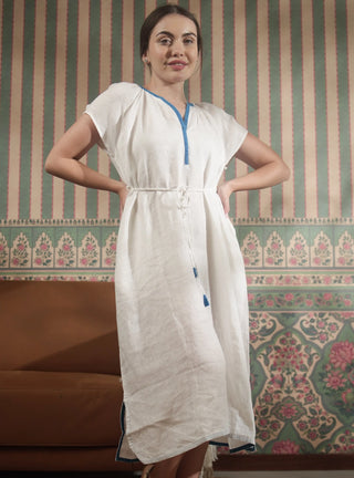 BAIA PURE NATURAL LINEN SOLID COLOR RAGLEEN SLEEVE DRESS P C Crafts