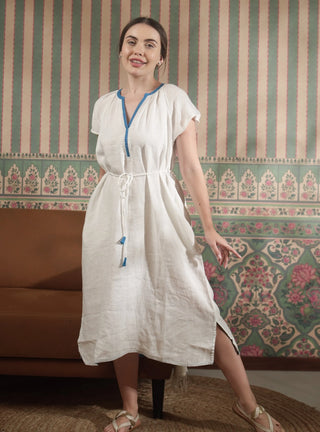 BAIA PURE NATURAL LINEN SOLID COLOR RAGLEEN SLEEVE DRESS P C Crafts