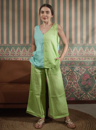 DAY PURE NATURAL LINEN PLEATED WAIST FLOOD PANTS P C Crafts