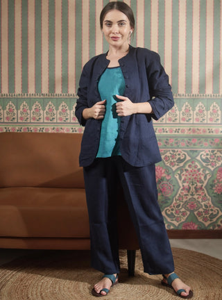 Sophia Pure Natural Linen Jacket and Pant Co-ord Set. P C Crafts