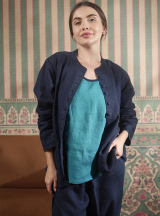 Sophia Pure Natural Linen Jacket and Pant Co-ord Set. P C Crafts