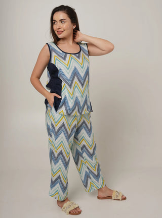 SERA PURE NATURAL LINEN OCEANIC ZIGZAG Co-ord Set P C Crafts