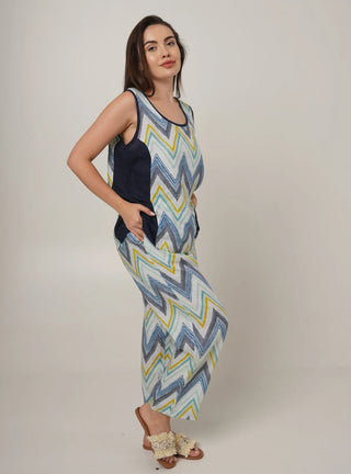 SERA PURE NATURAL LINEN OCEANIC ZIGZAG TANK TOP P C Crafts