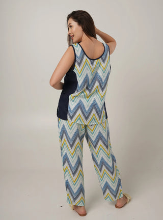 SERA PURE NATURAL LINEN OCEANIC ZIGZAG Co-ord Set P C Crafts