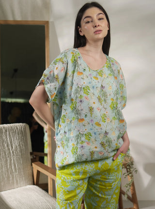 NEO PURE NATURAL LINEN FLUTTERING BLOOMS TUNIC P C Crafts