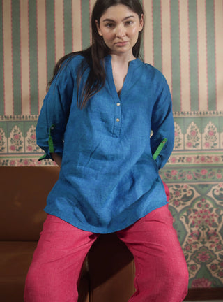 ESTELLE PURE NATURAL LINEN PANT WITH ZIPPER AND BUTTON P C Crafts