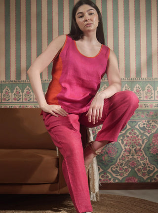 ESTELLE PURE NATURAL LINEN PANT WITH ZIPPER AND BUTTON P C Crafts