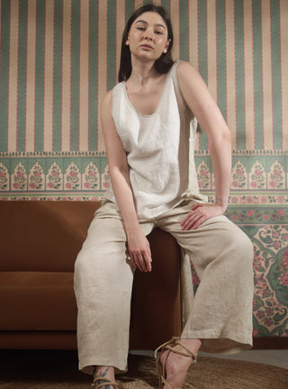 VERVE Pure Natural Linen COLOR BLOCK CO-ORD SET P C Crafts