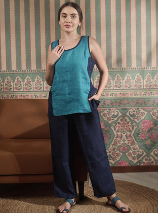 VERVE Pure Natural Linen COLOR BLOCK co-ord set P C Crafts