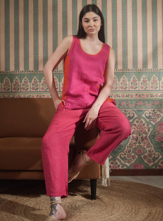 VERVE PURE NATURAL LINEN COLOR BLOCK CO-ORD SET P C Crafts