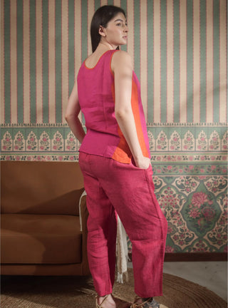 VERVE PURE NATURAL LINEN COLOR BLOCK CO-ORD SET P C Crafts