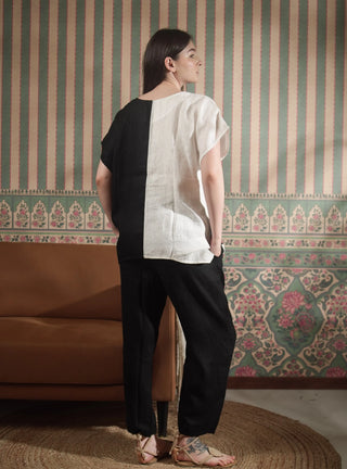 VESALA Pure Natural Linen CHECKERED COLOR BLOCK CO-ORD SET P C Crafts