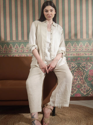 NARLA PURE NATURAL LINEN COLOR BLOCK CO-ORD SET P C Crafts