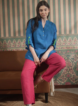 ESTELLE PURE NATURAL LINEN PANT WITH ZIPPER AND BUTTON P C Crafts