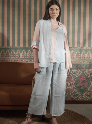 NARLA PURE NATURAL LINEN COLOR BLOCK CO-ORD SET P C Crafts