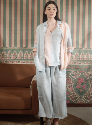 NARLA PURE NATURAL LINEN COLOR BLOCK CO-ORD SET P C Crafts