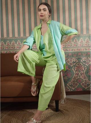 NARLA PURE NATURAL LINEN COLOR BLOCK CO-ORD SET P C Crafts