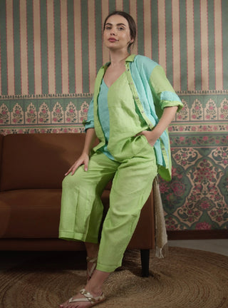 NARLA PURE NATURAL LINEN COLOR BLOCK CO-ORD SET P C Crafts