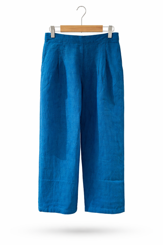 VESALA Luxe Pure Natural Linen Tunic with Pant Co-Ord Set – Mediterrean Green & Teal