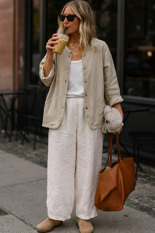 ISABELLA REVERSIBLE LUXE PURE LINEN JACKET – Effortless Two-Way Style P C Crafts