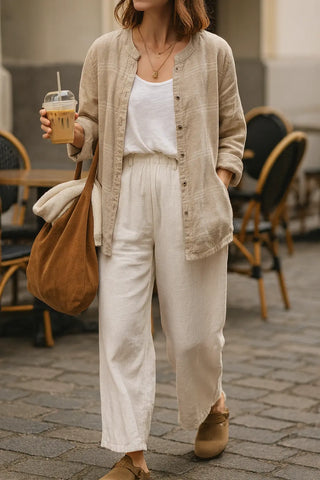 ISABELLA REVERSIBLE LUXE PURE LINEN JACKET – Effortless Two-Way Style P C Crafts