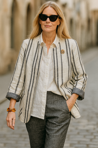 ISABELLA REVERSIBLE LUXE PURE LINEN JACKET – EFFORTLESS TWO WAY STYLE P C Crafts