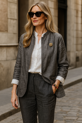 ISABELLA REVERSIBLE LUXE PURE LINEN JACKET – EFFORTLESS TWO WAY STYLE P C Crafts