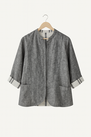 ISABELLA REVERSIBLE LUXE PURE LINEN JACKET – EFFORTLESS TWO WAY STYLE P C Crafts