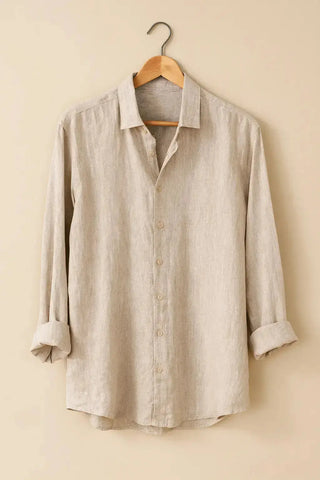 RIVIERA Men Linen Shirt Natural — Where Mediterranean Elegance Meets Modern Menswear P C Crafts