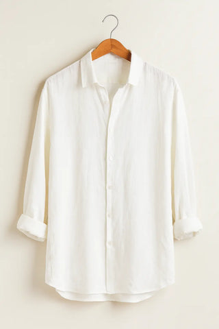 RIVIERA Men Linen Shirt White  — Where Mediterranean Elegance Meets Modern Menswear P C Crafts