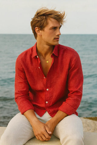 RIVIERA Men Pure Linen Shirt — Where Mediterranean Elegance Meets Modern Menswear P C Crafts