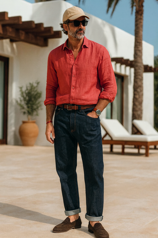 RIVIERA Men Pure Linen Shirt — Where Mediterranean Elegance Meets Modern Menswear P C Crafts