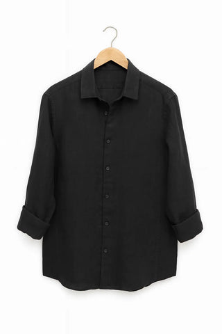 RIVIERA Men Linen Shirt Black — Where Mediterranean Elegance Meets Modern Menswear P C Crafts