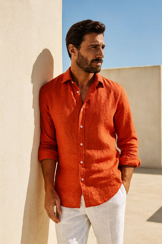RIVIERA Men Linen Shirt — Where Mediterranean Elegance Meets Modern Menswear P C Crafts