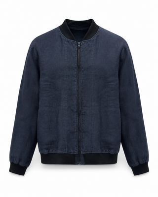 RIVIERO Navy Black Trim Linen Jacket for Men | FABULOUS! Linen