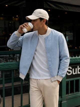RIVIERO Sky Blue Linen Jacket for Men | Premium Washed Linen Luxury Jacket | FABULOUS! Linen