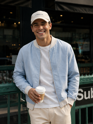RIVIERO Sky Blue Linen Jacket for Men | Premium Washed Linen Luxury Jacket | FABULOUS! Linen
