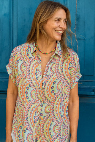 IVY PURE NATURAL LINEN COLORWAVE ABSTRACT SHIRT P C Crafts