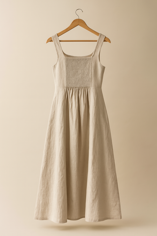 Premium Linen Dress for Women – Natural Sand | SOLACE Summer Linen Dress India