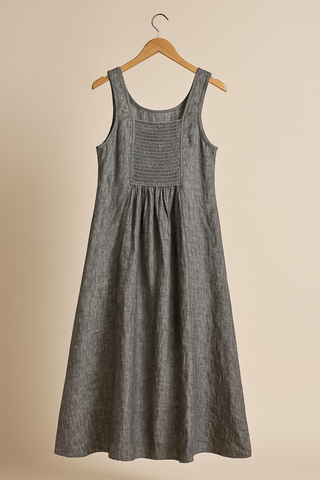 Premium Linen Dress for Women – Graphite | SOLACE Luxury Summer Dress India