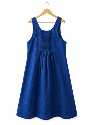 SOLACE Premium Linen Sleeveless Dress – Cobalt Blue