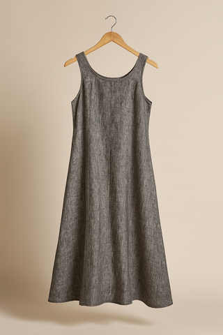 Premium Linen Dress for Women – Graphite | SOLACE Luxury Summer Dress India