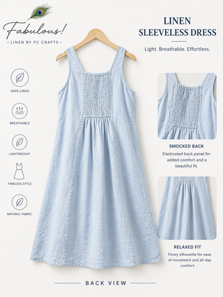 Sky Blue Linen Dress for Women | SOLACE Premium Linen Summer Dress India