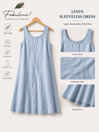 Sky Blue Linen Dress for Women | SOLACE Premium Linen Summer Dress India