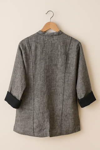 SOPHIA Graphite Pure Linen Jacket & Matching Pant Set for Women | FABULOUS! Linen