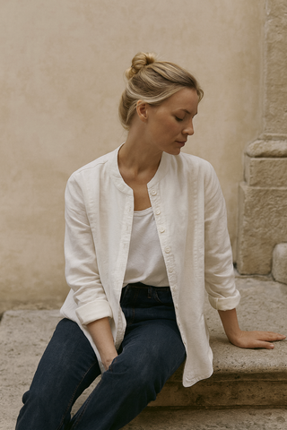 SOPHIA White Pure Natural Linen Jacket &amp; Pant Co-Ord Set | FABULOUS! Linen