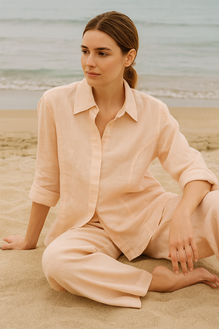 ALICE PURE NATURAL LINEN SOLID COLOR CO-ORD SET