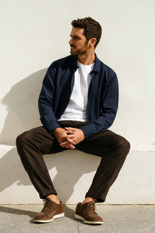 RIVIERA Men Linen Shirt Navy — Where Mediterranean Elegance Meets Modern Menswear P C Crafts