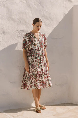 DORA PURE NATURAL LINEN VIVID ORNAMENTS DRESS P C Crafts